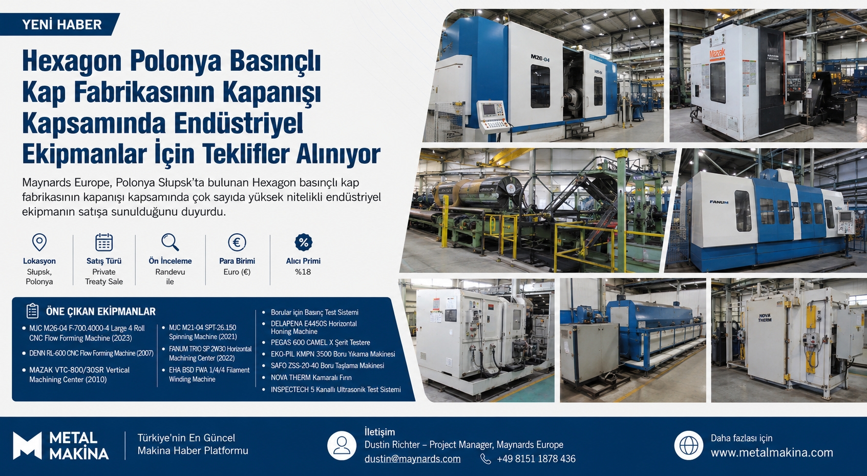 Hexagon Polonya Fabrikası Kapanışı Kapsamında Endüstriyel Ekipman Satışı