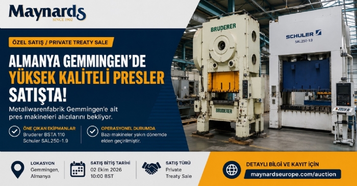 Almanya’daki Metallwarenfabrik Gemmingen Presleri Satışta