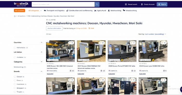 CNC Tezgâh Yatırımı İçin Fırsat: Doosan, Hyundai, Hwacheon ve Mori Seiki Makineler Açık Artırmada