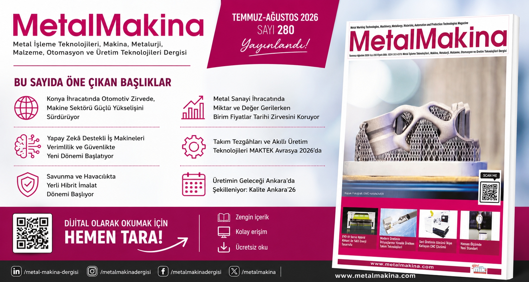 MetalMakina Dergisi Temmuz–Ağustos 2026 Sayısı Yayında